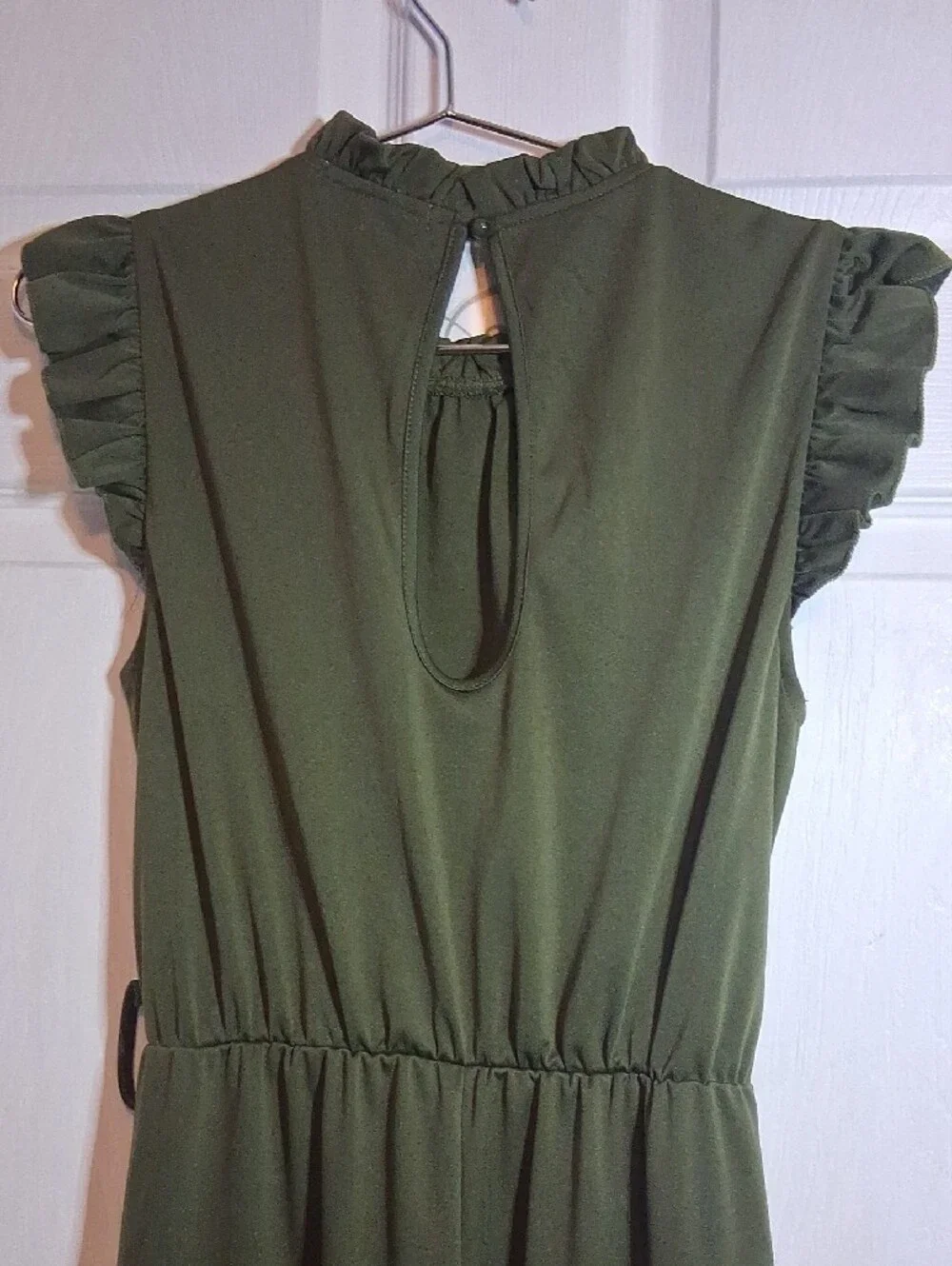 Ecowish Olive Ruffle Sleeve Wide-Leg Jumpsuit
